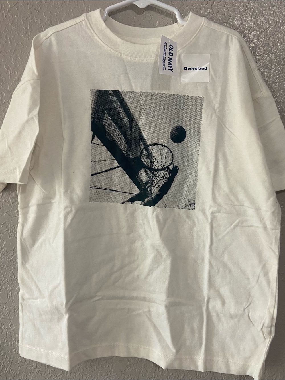 Old Navy White Short-Sleeve Basketball Graphic Tee